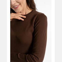 BRĄZOWY sweter damski cienki, wiskoza MORAJ